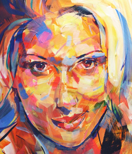 Acrylic 'Scarlett Johansson' portrait painting on canvas